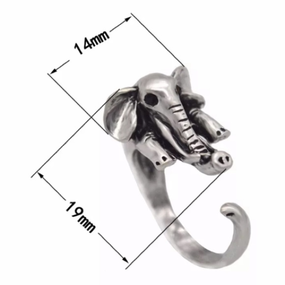 “Irrelephant” Unique Minimalist Elephant Wrap Ring - Picture 6 of 8